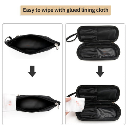 Makeup Bag for Purse, Small Travel Makeup Organizer Bag for Women Daily Double Layer Cosmetic Bag Portable Makeup Brush Bags