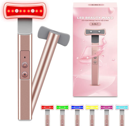 Red-Light-Therapy-For-Face, 6 in 1 LED Light Therapy Eye Equipment for Skin Care at Red Light Therapy Face Massager Eye Massager Skincare Tool