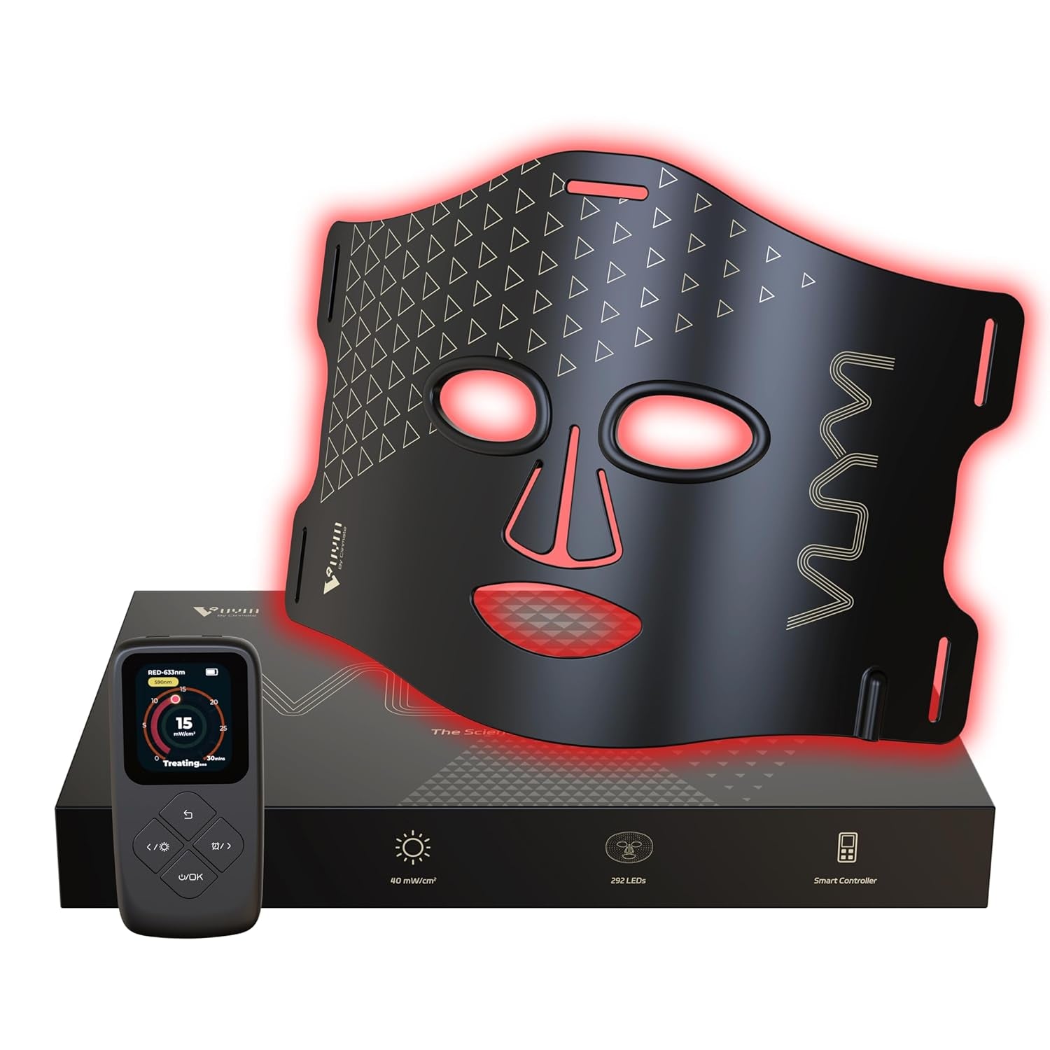 Red Light Therapy Mask, Lightweight 130G Skin Brightening anti Aging Wrinkles Reduction, 292 Leds Professional Infrared Red Light Therapy for Face, Portable LED Facial Skincare Mask Gift Pack Black