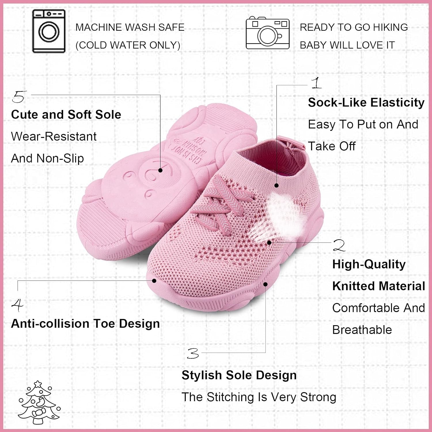 Baby Boy Girl First Walking Shoes Toddler Infant Mesh Sneakers Breathable Lightweight Non-Slip Rubber Sole Summer