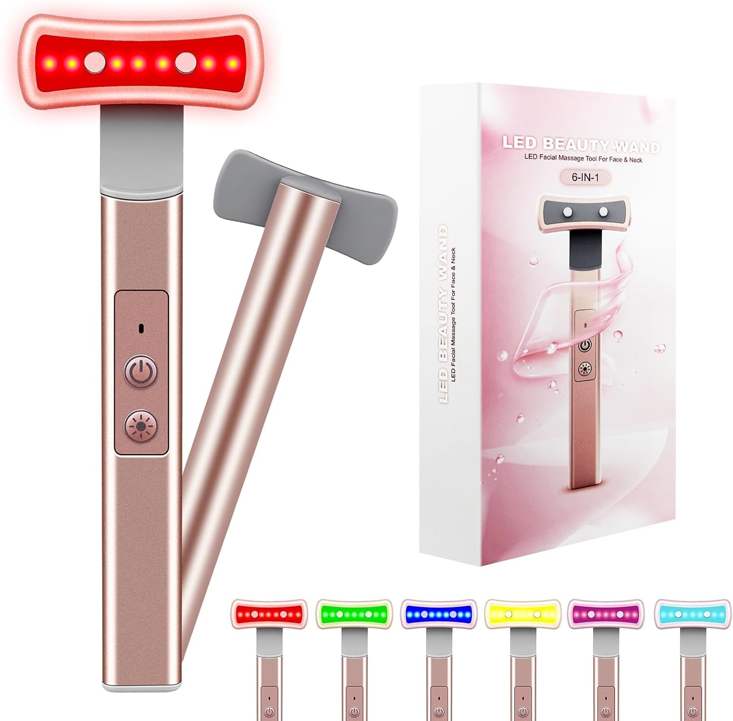 Red-Light-Therapy-For-Face, 6 in 1 LED Light Therapy Eye Equipment for Skin Care at Red Light Therapy Face Massager Eye Massager Skincare Tool