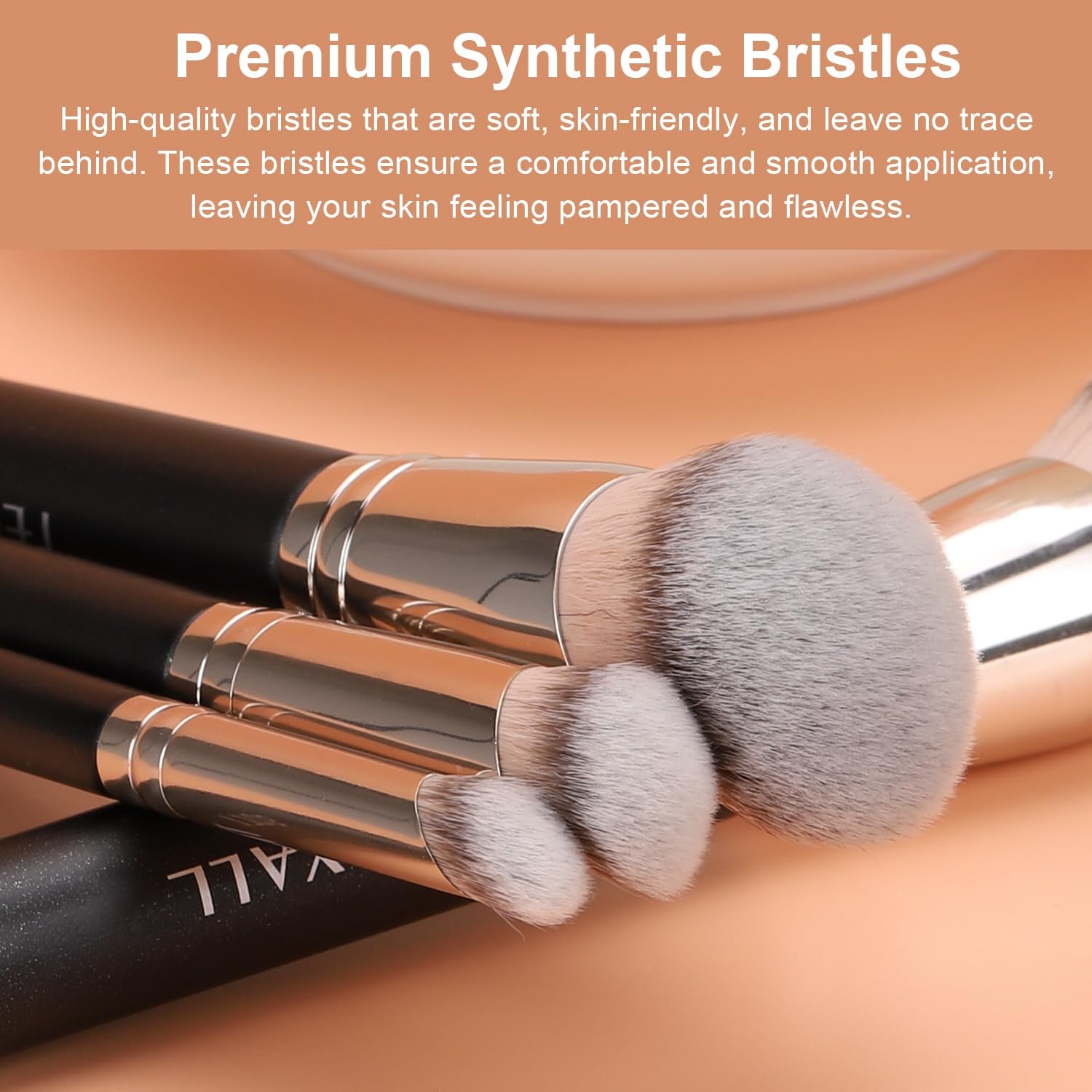 Foundation Contour Conceal Brush Set, 3PCS Angled Synthetic Kabuki Brush for Blending Setting Buffing with Liquid, Cream and Powder Cosmetic (170S/270S/370S)