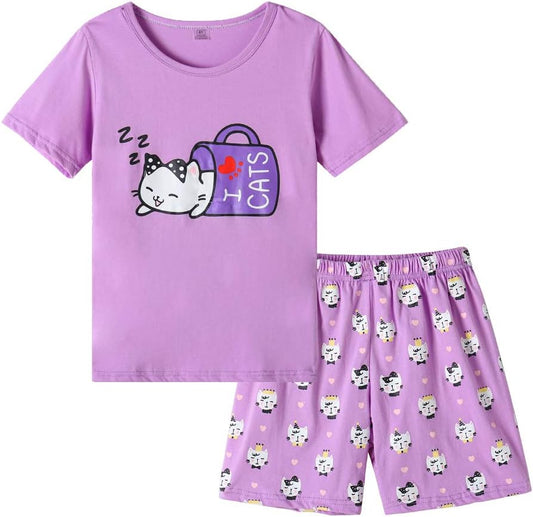 Girls Pajama Set Cute Girls PJS Shorts Summer Sleepwear Nighty Comfy Kids Sleep Cloth