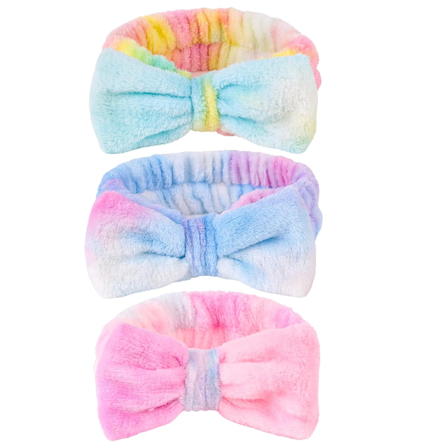 3PCS Spa Headbands, Makeup Headbands Colorful Bow Hair Bands for Facial Treatments Washing Face Makeup Sessions Yoga Sports