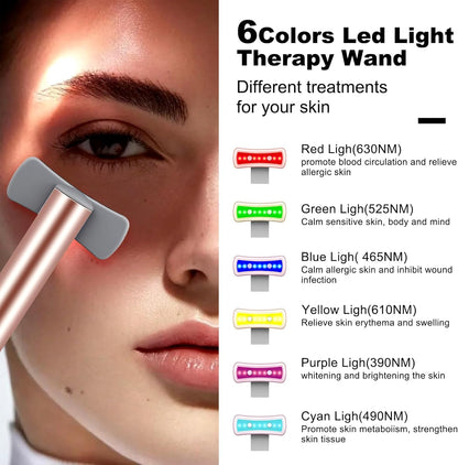 Red-Light-Therapy-For-Face, 6 in 1 LED Light Therapy Eye Equipment for Skin Care at Red Light Therapy Face Massager Eye Massager Skincare Tool